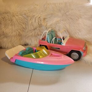 Barbie Doll Jeep Car Boat Lot Of Toys